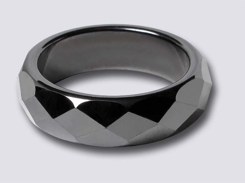 High Power Magnetic Hematite 6mm FACETED Ring size 9
