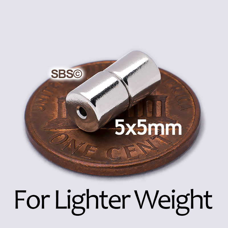 Magnetic Tube Clasp 5x5mm size comparison photo