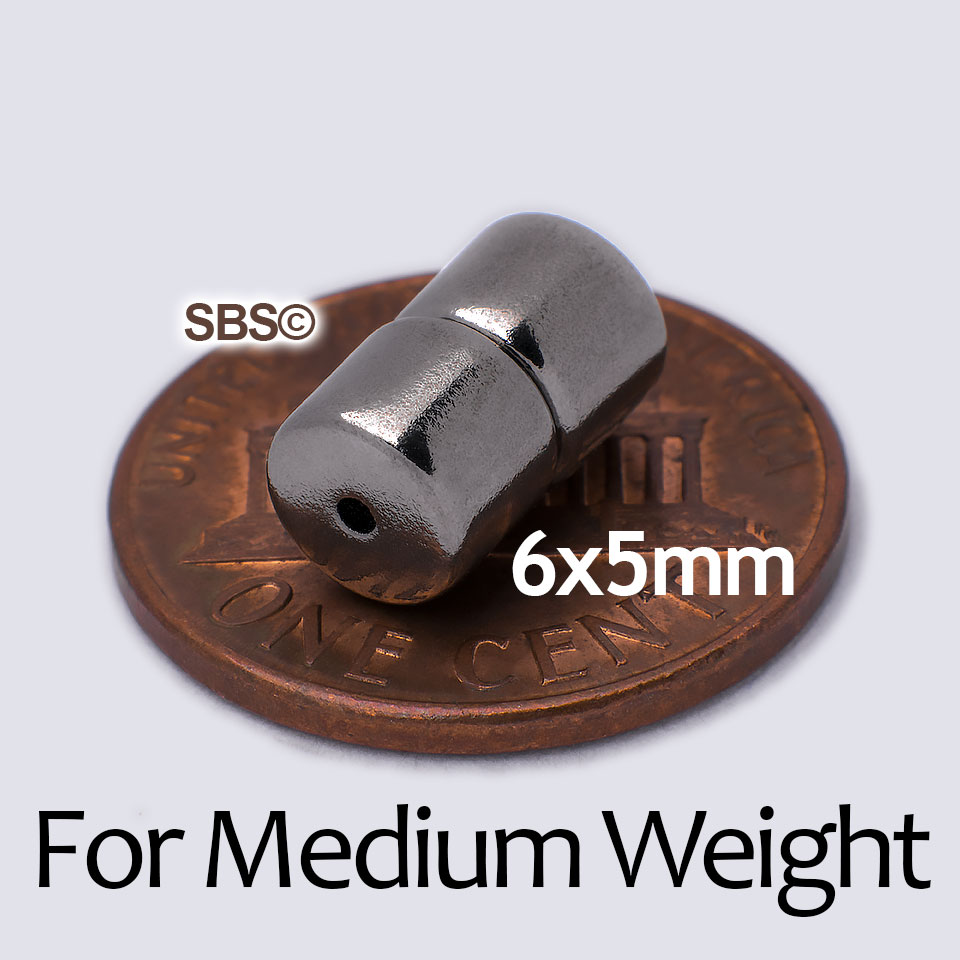 Magnetic Tube Clasp 6x5mm size comparison photo