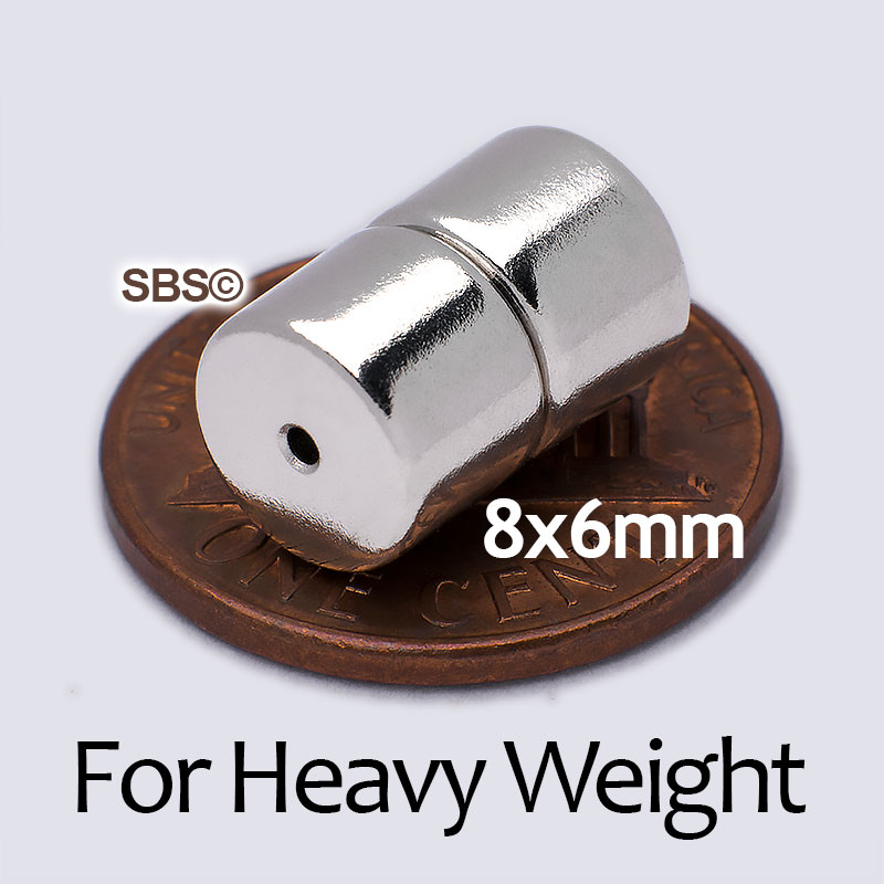 Magnetic Tube Clasp 8x6mm size comparison photo