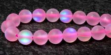Mermaid Glass Beads - 6mm Round Pink AB Matte