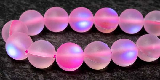 Mermaid Glass Beads - 8mm Round Pink AB Matte