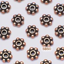 Alloy 4mm x 1mm Daisy Spacers "Antique Copper" (100 grams)