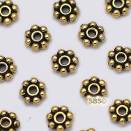 Alloy 4mm x 1mm Daisy Spacers "Antique Gold" (100 grams)