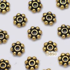 Alloy 4mm x 1mm Daisy Spacers "Antique Gold" (50 grams)