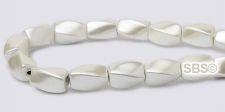 Pearl Magnetic Hematite Beads 4x7mm Twist - White