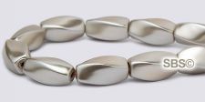 Pearl Magnetic Hematite Beads 5x11mm Twist - Champagne