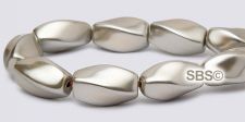 Pearl Magnetic Hematite Beads 6x12mm Twist - Champagne