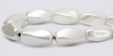 Pearl Magnetic Hematite Beads 6mm x 12mm Twist - White