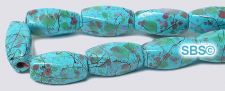 Picasso Magnetic Hematite Beads 5x11 (4-sided) Swirl - Sleeping Beauty Blue