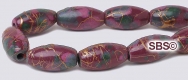 Picasso Magnetic Hematite Beads 6x12 Rice - Burgundy