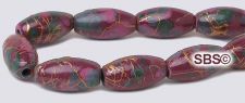 Picasso Magnetic Hematite Beads 6x12 Rice - Burgundy