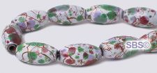 Picasso Magnetic Hematite Beads 6x12 Rice - White