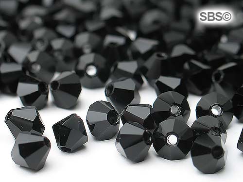 Preciosa Crystal 4mm Bicone Beads - Jet (36) count