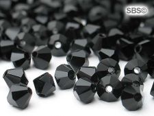 Preciosa Crystal 4mm Bicone Beads - Jet (36) count