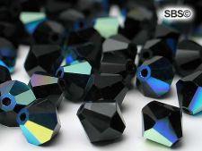 Preciosa Crystal 6mm Bicone Beads - Jet AB (18) count