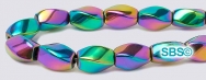Rainbow Magnetic Hematite Beads 4x7 (4-sided) Swirl