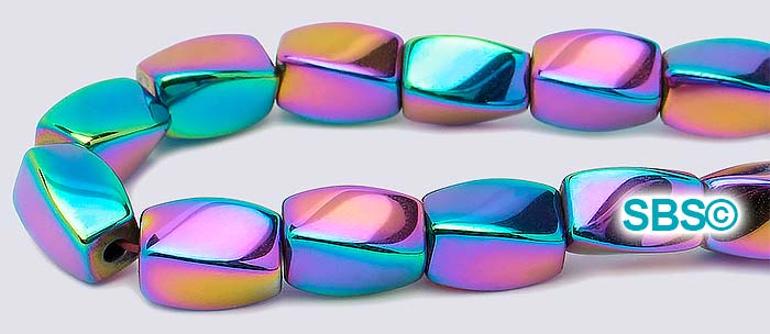 Rainbow Magnetic Hematite 5x8 (4-sided) Swirl Beads | Beautiful Vivid ...