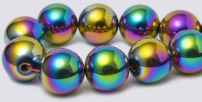 Rainbow Magnetic Hematite 10mm round Beads