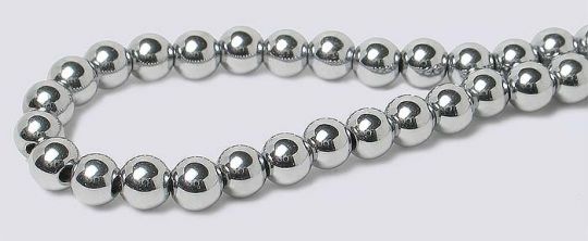 Bright Silver Hematite (alt) · Smooth · Round · 2mm, 3mm, 4mm, 6mm, 8mm