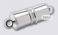5x11mm Cylinder Magnetic Clasp "Silver Plate" (12 sets)
