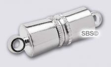 5x11mm Cylinder Magnetic Clasp "Silver Plate" (12 sets)