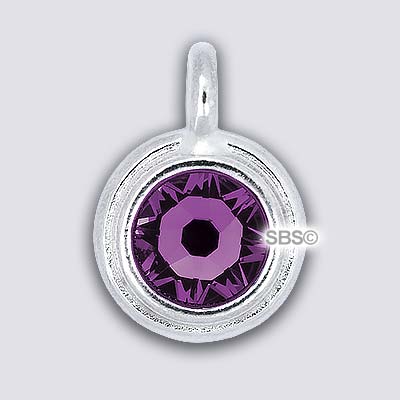 TierraCast 11mm Charm - AMETHYST - Rhodium Plate