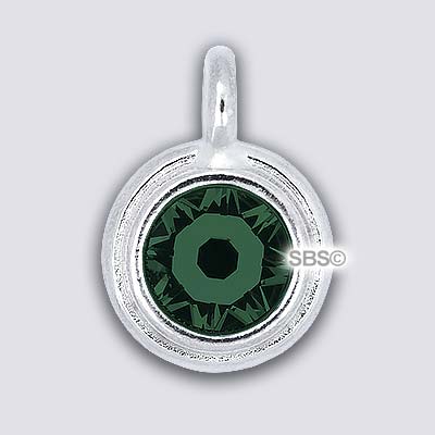 TierraCast 11mm Charm - EMERALD - Rhodium Plate