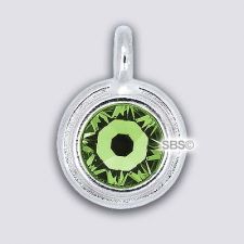 TierraCast 11mm Charm - PERIDOT - Rhodium Plate