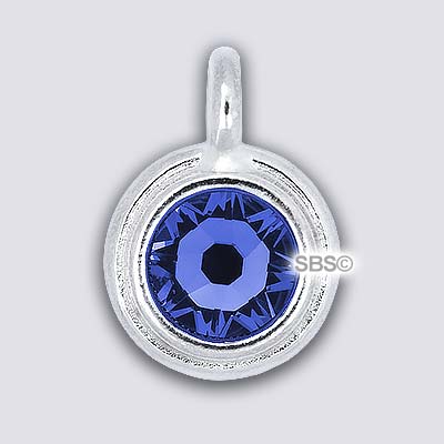 TierraCast 11mm Charm - SAPPHIRE - Rhodium Plate