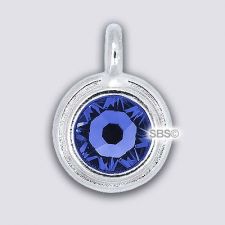 TierraCast 11mm Charm - SAPPHIRE - Rhodium Plate