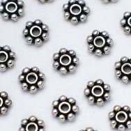 TierraCast 4mm Beaded Heishi - White Brass Antique (10)