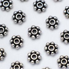 TierraCast 4mm Beaded Heishi - White Brass Antique (10)