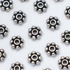 TierraCast 4mm Beaded Heishi "Silver Antique" (10)