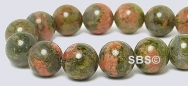 Unakite Gemstone Beads - 8mm Round