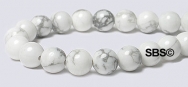 White Howlite Gemstone Beads - 6mm Round